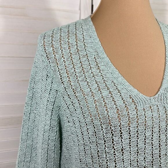 J. Jill  Sweater LP Large Petite Aegean Mist Knit NWOT - Picture 7 of 13